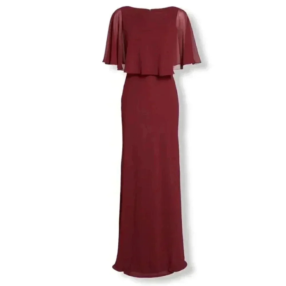 La Femme Popover Chiffon Cape Dress- Size 0